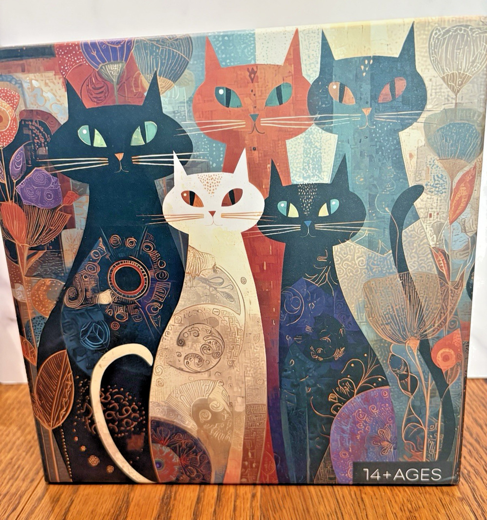 PICKFORU Jigsaw Puzzle 1000 pc Stylized Felines Larkipuzz Colorful Cats PT-1289